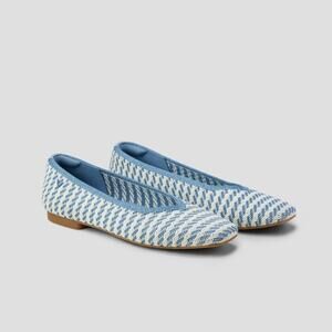 NWOT Vivaia Square-Toe V-Cut Flats (Margot 2.0) Denim Stripe Size 7